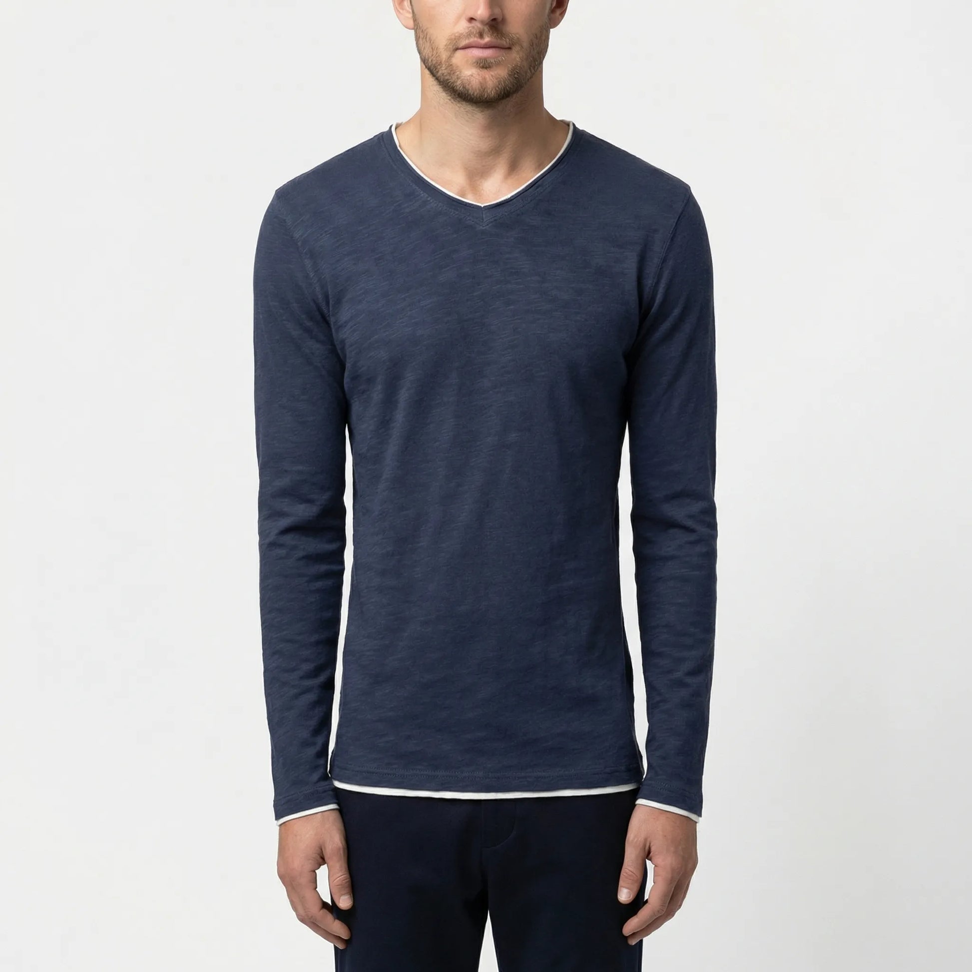 Herre shirt | Stribet shirt med lange ærmer og komfortabel pasform