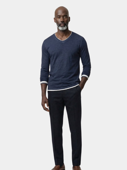 Herre shirt | Stribet shirt med lange ærmer og komfortabel pasform