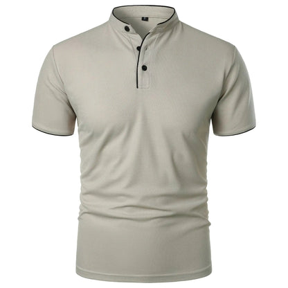 Herren-Poloshirt mit Stehkragen und kurzen Ärmeln 0