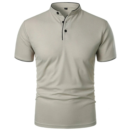 Herren-Poloshirt mit Stehkragen und kurzen Ärmeln 0