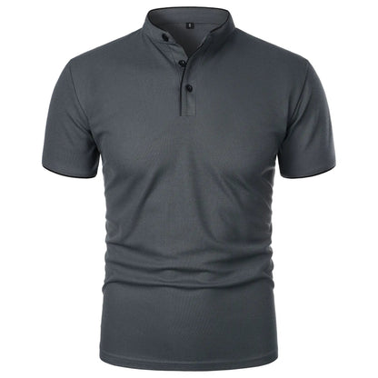 Herren-Poloshirt mit Stehkragen und kurzen Ärmeln 3