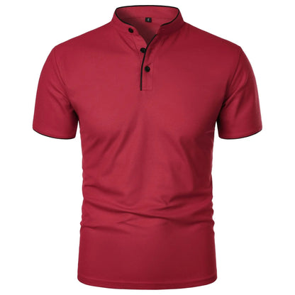 Herren-Poloshirt mit Stehkragen und kurzen Ärmeln 4