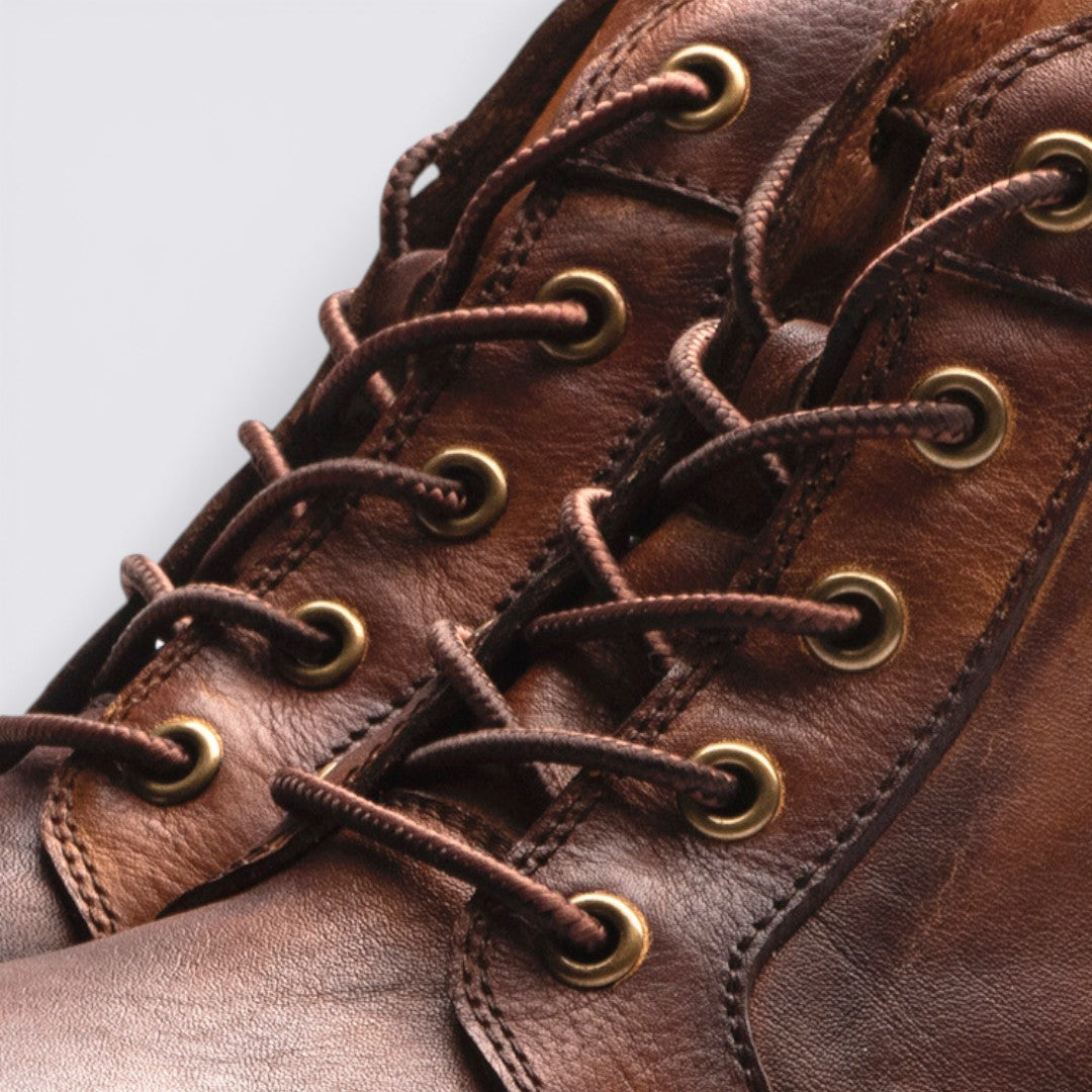 Herren Stiefeletten mit Schnürung - Knöchelhohe Stiefeletten - Schnürhaken