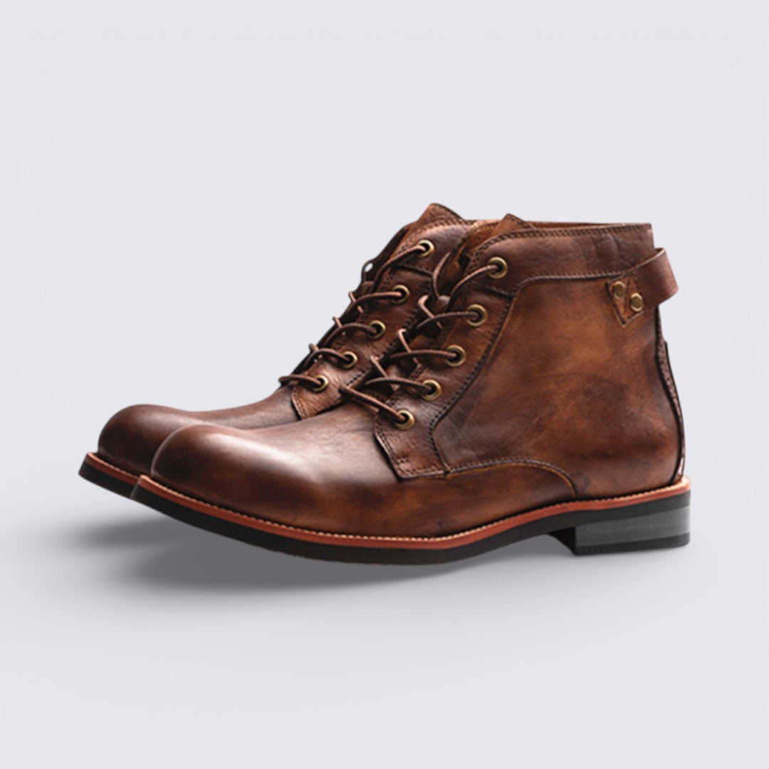 Herren Stiefeletten mit Schnürung - Knöchelhohe Stiefeletten - Schnürhaken