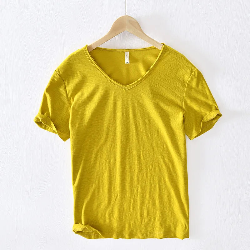 Herren-T-Shirt mit V-Ausschnitt und kurzen Ärmeln 2