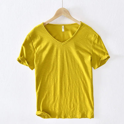Herren-T-Shirt mit V-Ausschnitt und kurzen Ärmeln 2