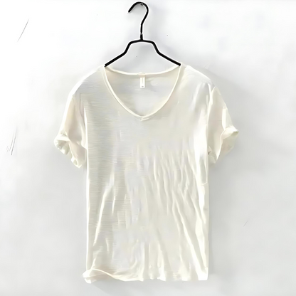 Herren-T-Shirt mit V-Ausschnitt und kurzen Ärmeln 3