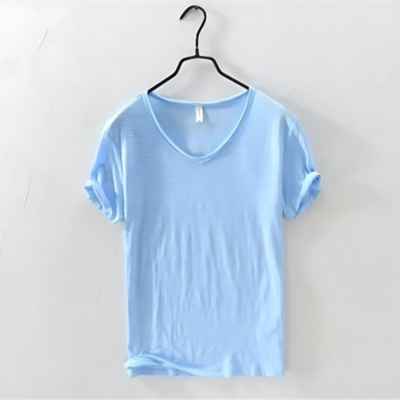 Herren-T-Shirt mit V-Ausschnitt und kurzen Ärmeln 8