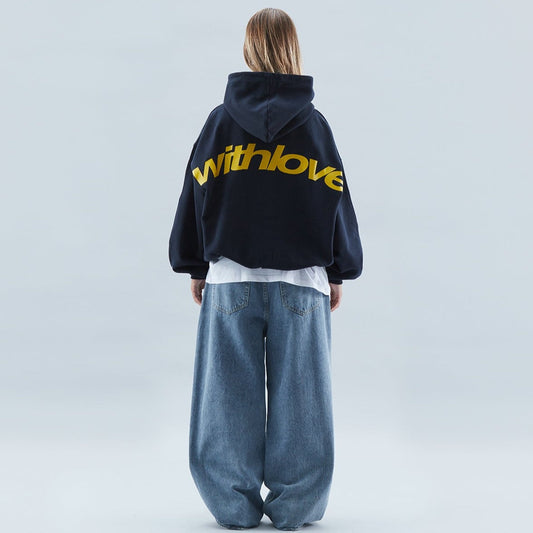 Herren Oversized Hoodie Streetwear mit Kapuze und „withlove“-Print – Urban Casual Style 0