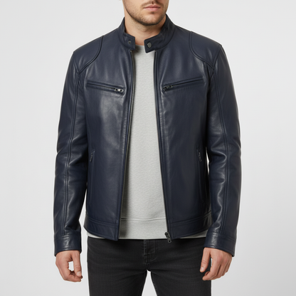 Herren Lederjacke Schlanker Schnitt - Spencer