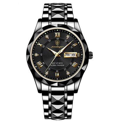 Herrenarmbanduhr Edelstahl Quarzwerk | Leuchtzeiger | Tag- & Datumsanzeige | Dialcraft