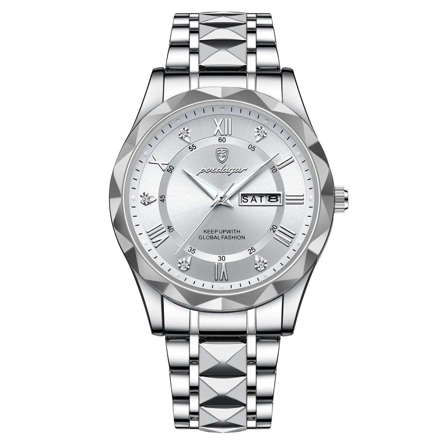 Herrenarmbanduhr Edelstahl Quarzwerk | Leuchtzeiger | Tag- & Datumsanzeige | Dialcraft