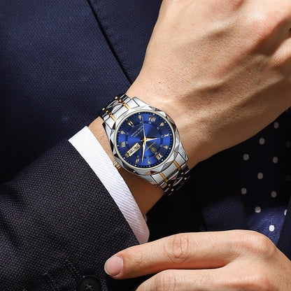 Herrenarmbanduhr Edelstahl Quarzwerk | Leuchtzeiger | Tag- & Datumsanzeige | Dialcraft