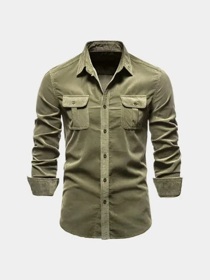 Herreskjorte | Corduroy look skjorte med brystlommer