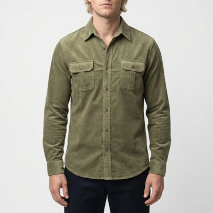 Herreskjorte | Corduroy look skjorte med brystlommer