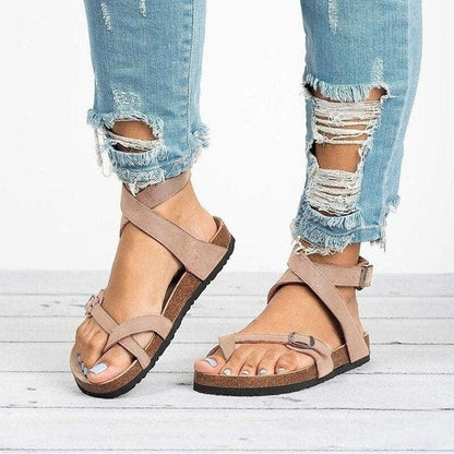 Sandales décontractées à brides croisées pour femmes – Chaussures d'été confortables à boucle