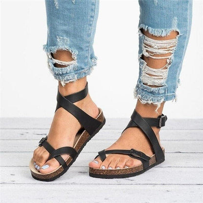 Sandales décontractées à brides croisées pour femmes – Chaussures d'été confortables à boucle