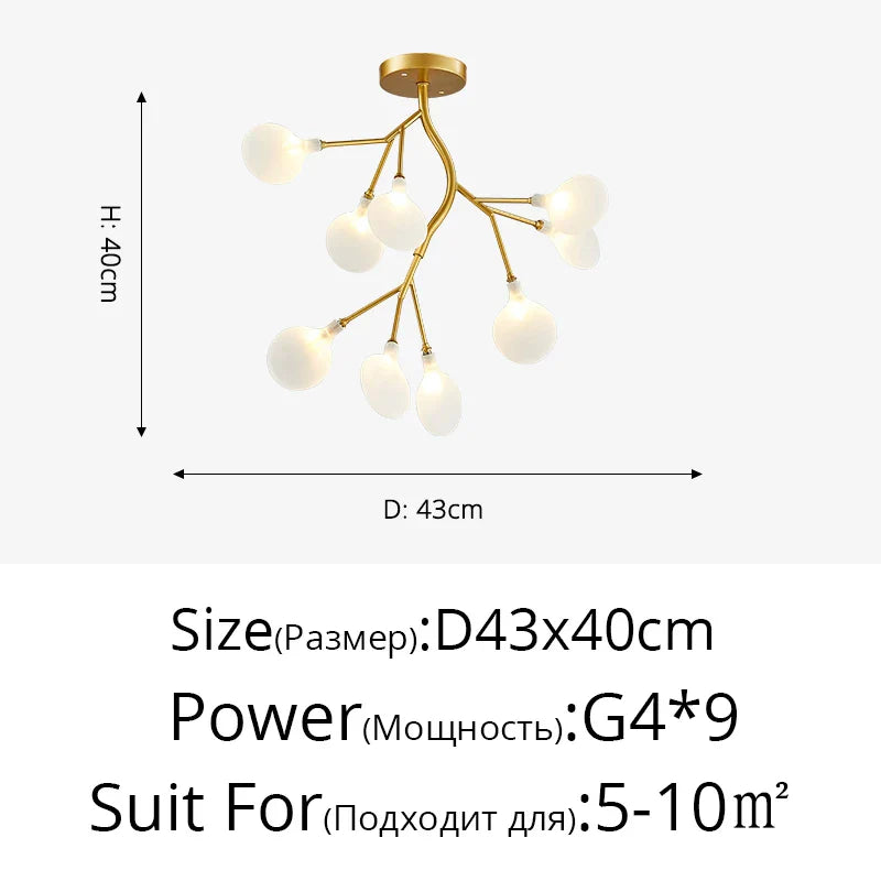 Modern Nordic gorgeous LED chandelier ceiling lamp for living room bedroom golden 54-head G9 bulb indoor luxury home decoration