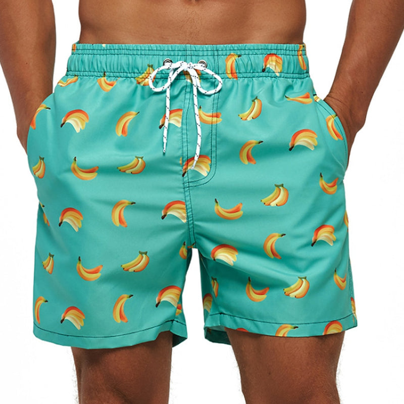 Short de bain homme imprimé avec ceinture à nouer