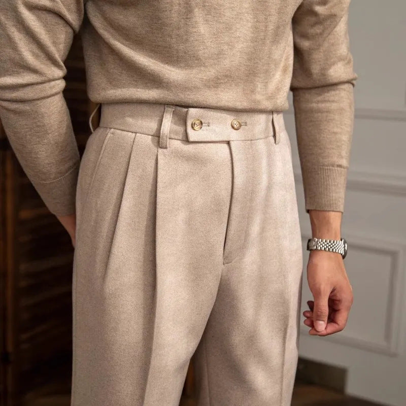 Phoenix | Men High Waisted pleated Straight pants