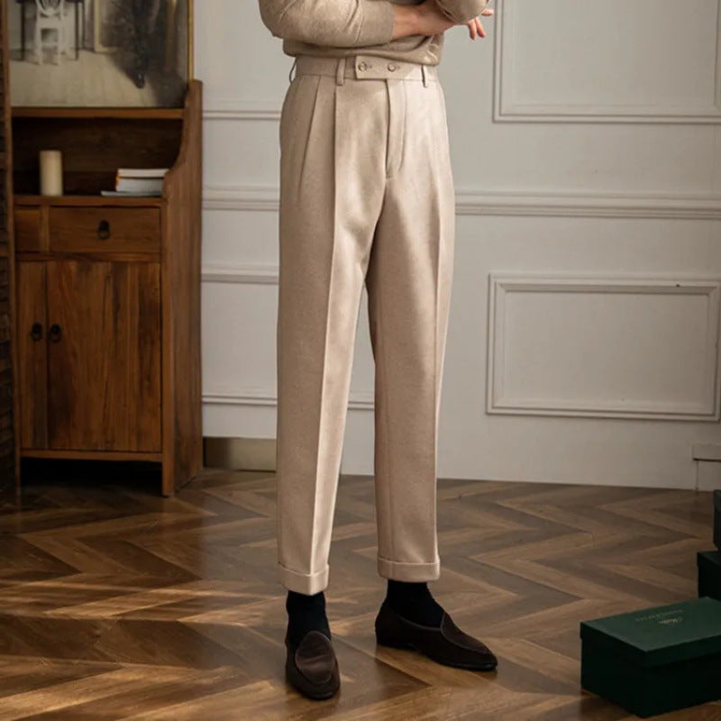 Phoenix | Men High Waisted pleated Straight pants