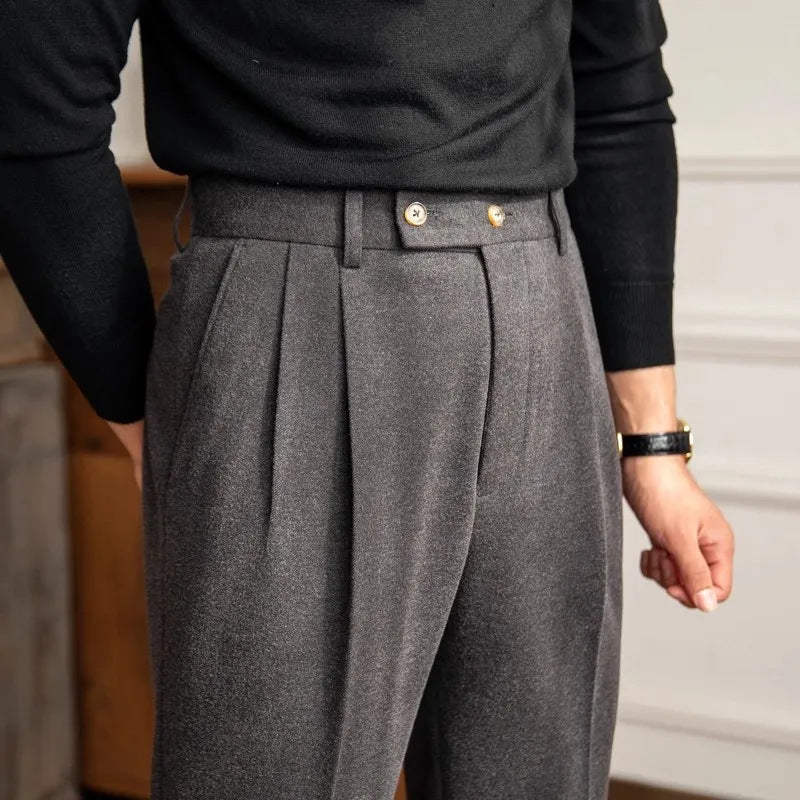 Phoenix | Men’s High Waisted Pleated Straight Trousers