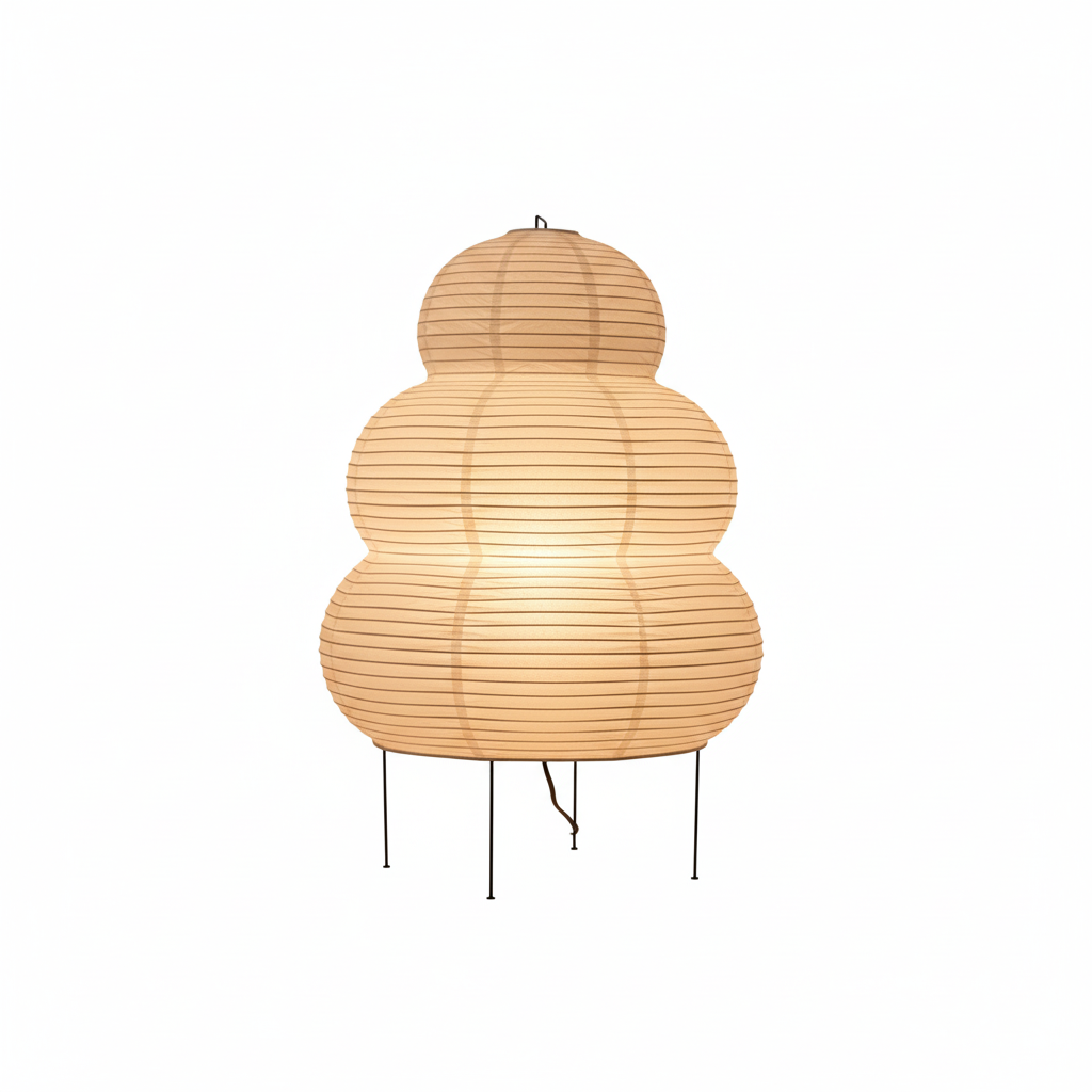 Hikari Washi Stehleuchte - Japanische Reispapier-Stehleuchte mit kugelförmigem Design und weichem, warmem Licht