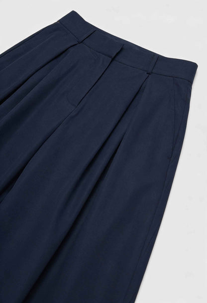 Hoge Taille Wijde Pijpen Marineblauw Damesbroek