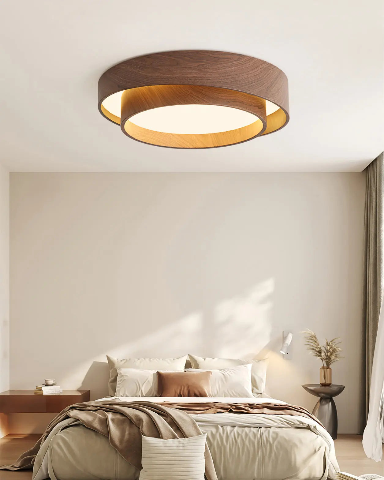 Holz-Deckenleuchte mit integrierter LED – Warmer Walnusston Zorenza