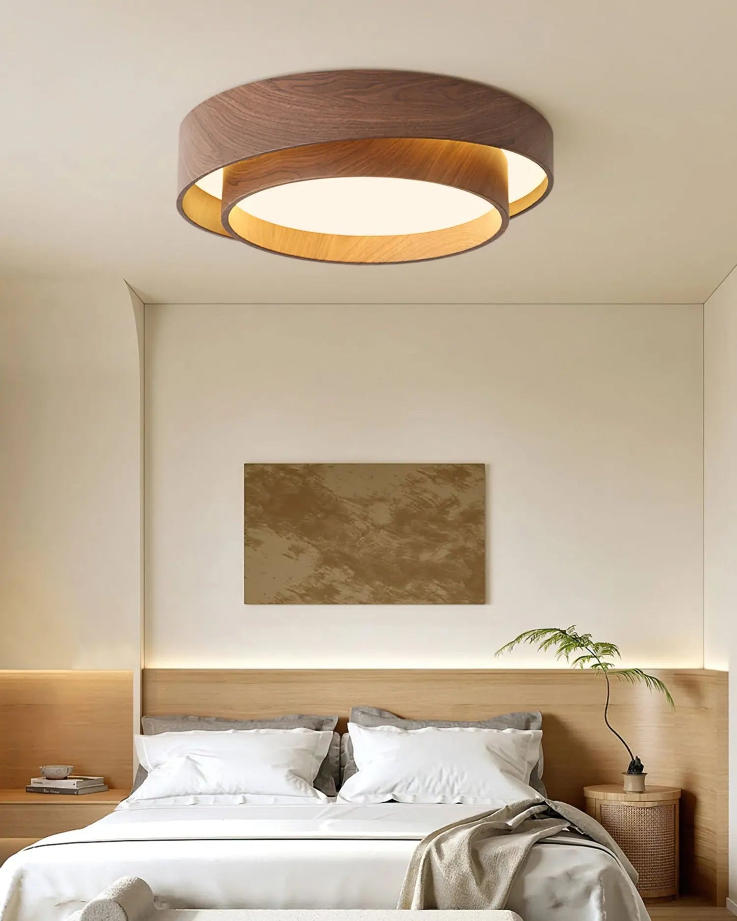 Holz-Deckenleuchte mit integrierter LED – Warmer Walnusston Zorenza