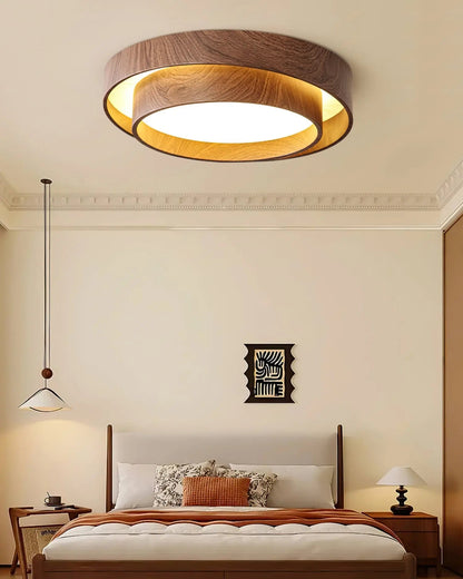 Holz-Deckenleuchte mit integrierter LED – Warmer Walnusston Zorenza