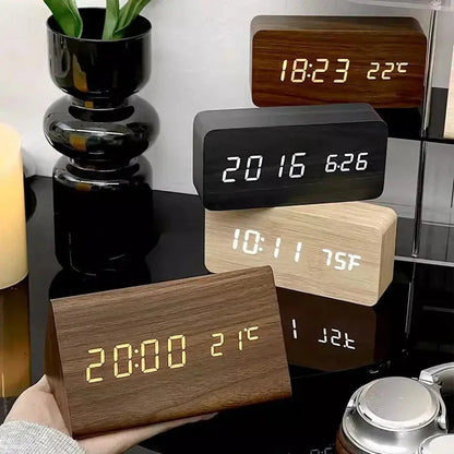 Holz-LED-Wecker mit Temperaturanzeige Zorenza