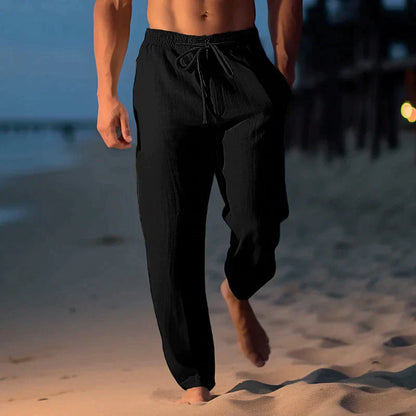 Men’s Linen Trousers – Breathable Lightweight Summer Pants Relaxed Fit Comfortable Stylish Warm Weather Clothing