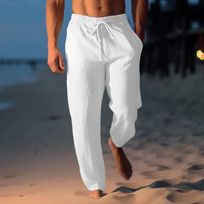 Men’s Linen Trousers – Breathable Lightweight Summer Pants Relaxed Fit Comfortable Stylish Warm Weather Clothing