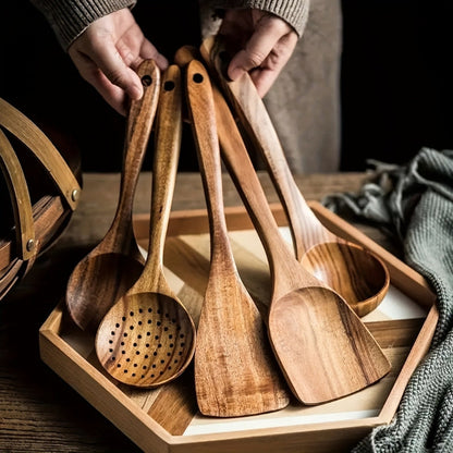 Restfield Oakline | Houten Keukengerei Set 5-Delig – Luxe & Duurzaam Kookgerei