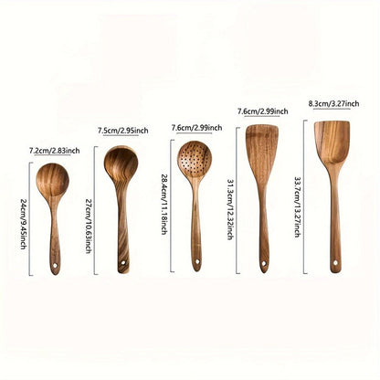 Restfield Oakline | Houten Keukengerei Set 5-Delig – Luxe & Duurzaam Kookgerei