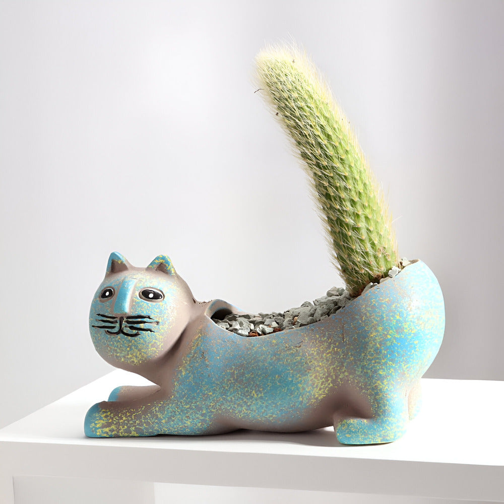 Lunavelle - Verzauberter Keramischer Blumentopf mit Süßer Katzenfigur für Deine Pflanzen - Roborro