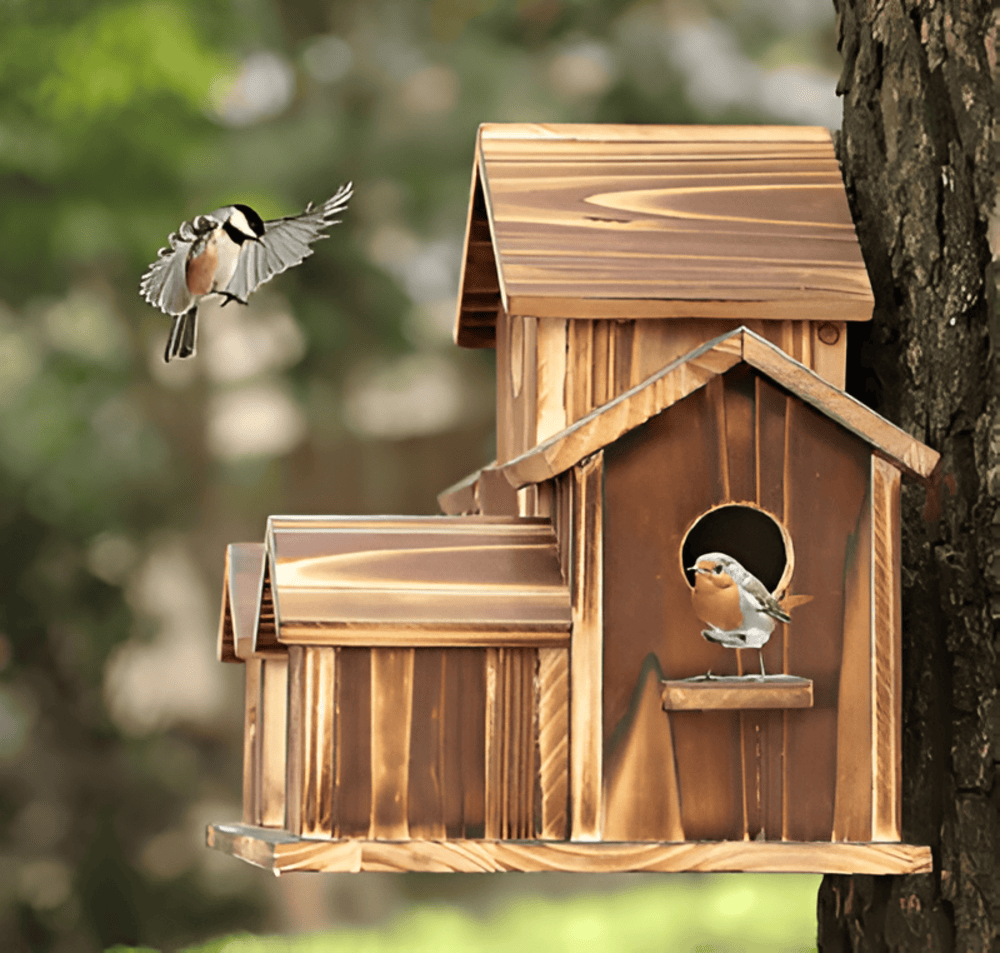Hängendes Vogelhaus aus Holz | Wetterfest | Für Garten & Balkon