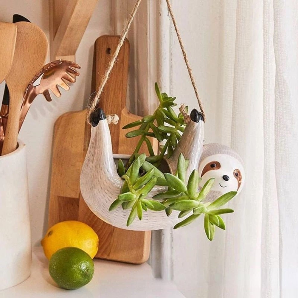 Lalumo | Handgemaakte Keramieken Bloempot met Luiaarddesign
