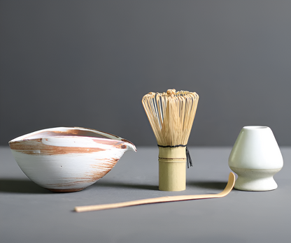 Chashiro Matcha Set | 4-delig Japans Theeritueel van Bamboe & Keramiek | Handgemaakt & Duurzaam