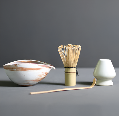 Chashiro Matcha Set | 4-delig Japans Theeritueel van Bamboe & Keramiek | Handgemaakt & Duurzaam
