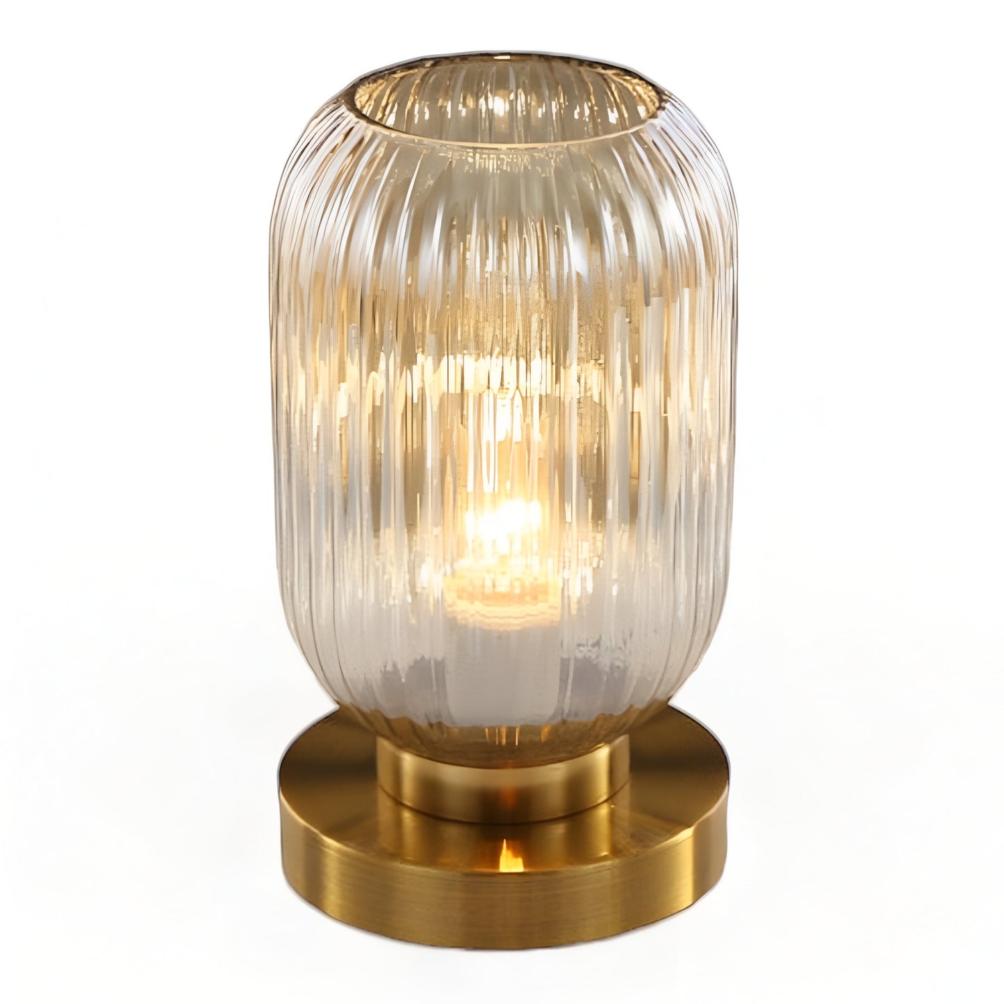 Oriantha | Skandinavischere Tischleuchte mit geriffeltem Glas