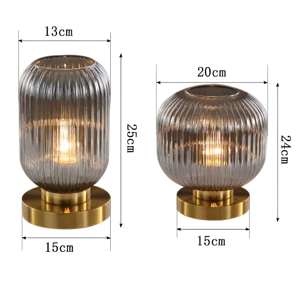 Oriantha | Skandinavischere Tischleuchte mit geriffeltem Glas