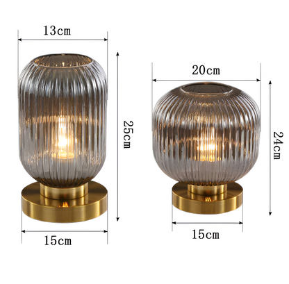 Oriantha | Skandinavischere Tischleuchte mit geriffeltem Glas