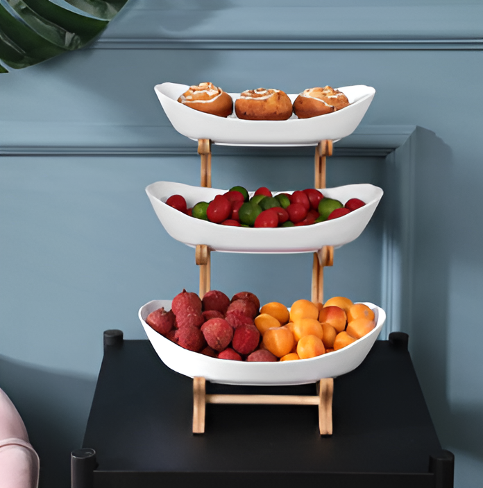 Fruitmand 3 Etages Houten Standaard Met Schalen Keuken Organizer | Restfield