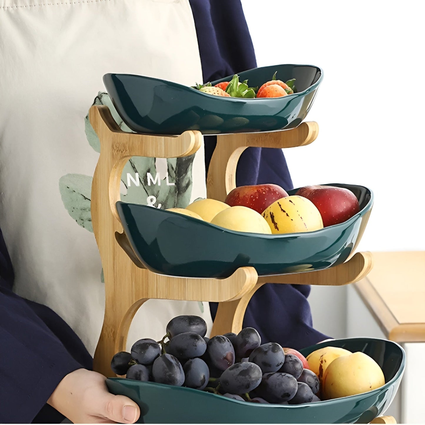 Fruitmand 3 Etages Houten Standaard Met Schalen Keuken Organizer | Restfield