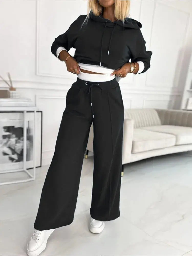 Hoodie and Drawstring Trousers Lounge Set for Women Azzoria