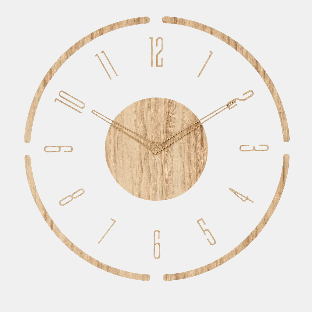 Runde Wanduhr aus Holz mit lautlosem Uhrwerk Zorenza