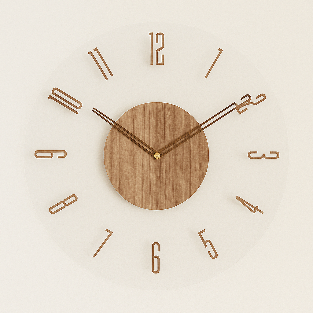 Runde Wanduhr aus Holz mit lautlosem Uhrwerk Zorenza