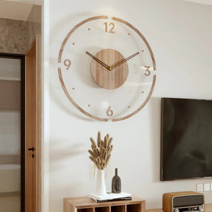 Runde Wanduhr aus Holz mit lautlosem Uhrwerk Zorenza